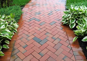 red and black pavers