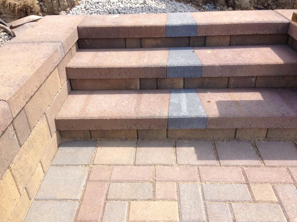 Detail of multi-colored paver steps