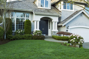  Front yard with flowering bushes