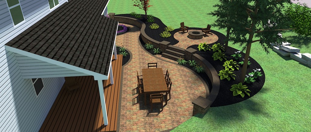Patio with Raised Fire Pit Area