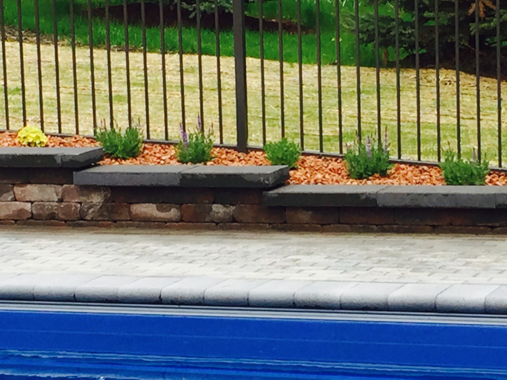 Pool Deck with Stone Benches