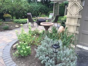 pavers, hardscape, patio, small backyard, small spaces, landscape design, fire pit, backyard oasis