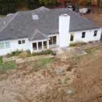 overhead shot of the before of a drainage and patio project