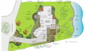 Design plans for residential landscape with lighting.