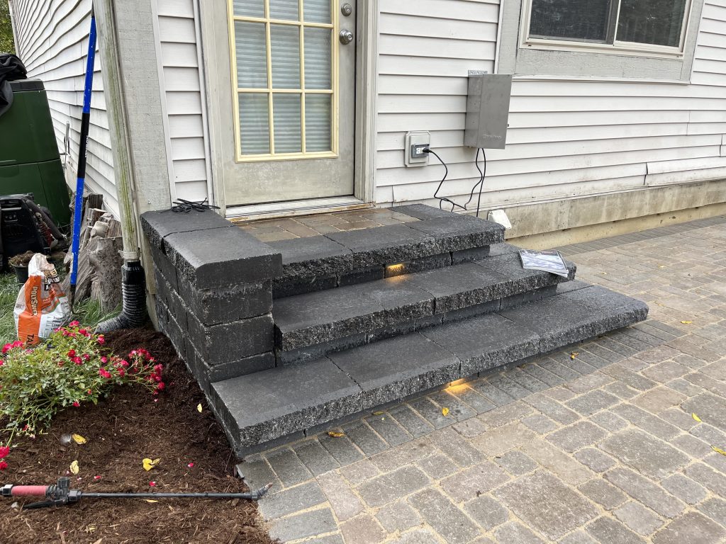 Dark Brick Pavers For Steps Into House