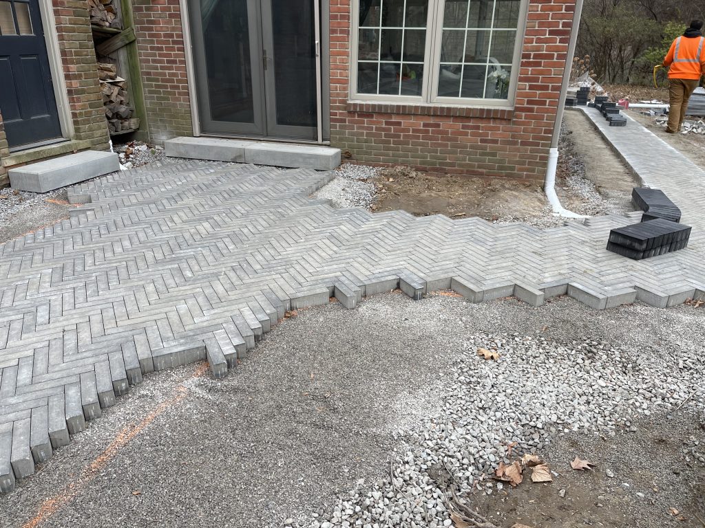 Gray Red Brick Patio Design